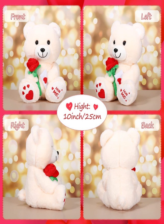 Chalyna 10 Inches Valentines Bear Stuffed Animal Gift Bear Toy with Rose Plush Stuffed Animal with Heart Rose Ositos Cariñositos Peluches for Girlfriend, for Valentines Birthday Festival Occasions - Image 2